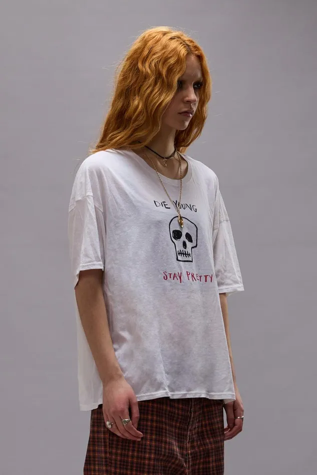 R13 Sale Women DIE YOUNG STAY PRETTY RELAXED T 8211 ECRU