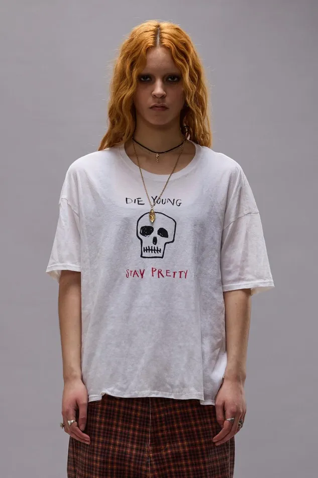 R13 Sale Women DIE YOUNG STAY PRETTY RELAXED T 8211 ECRU