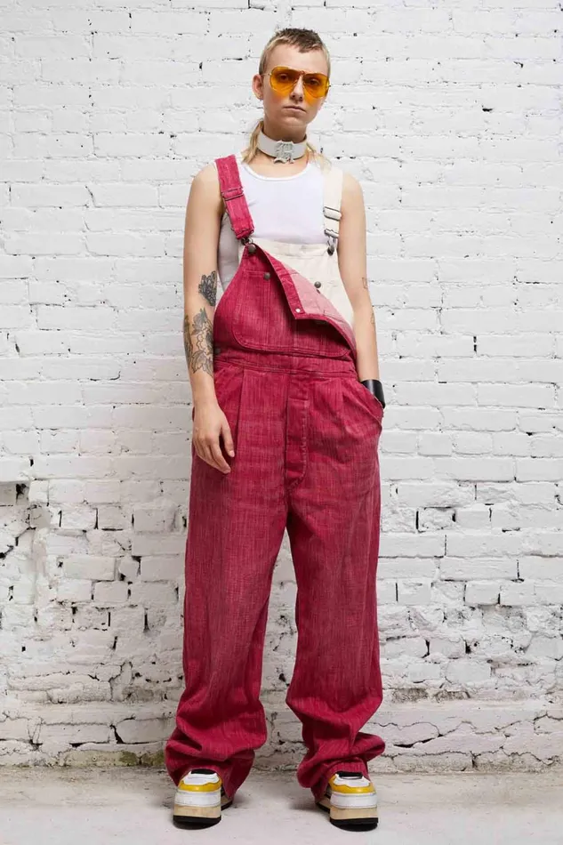 R13 Sale Women DOUBLE BIB DAMON OVERALL 8211 VINTAGE PINK