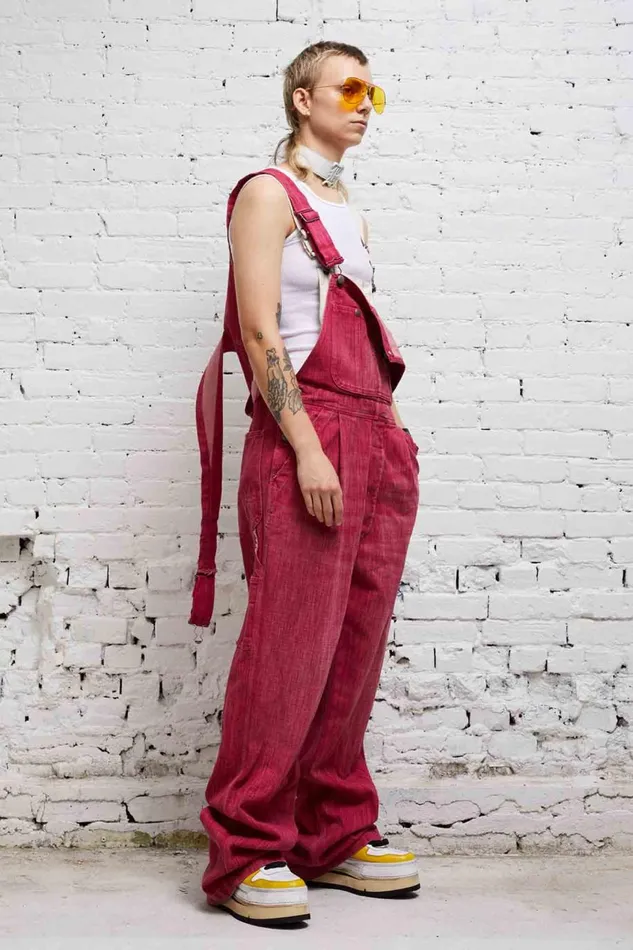 R13 Sale Women DOUBLE BIB DAMON OVERALL 8211 VINTAGE PINK