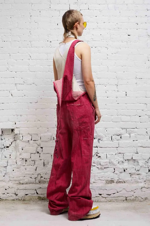R13 Sale Women DOUBLE BIB DAMON OVERALL 8211 VINTAGE PINK