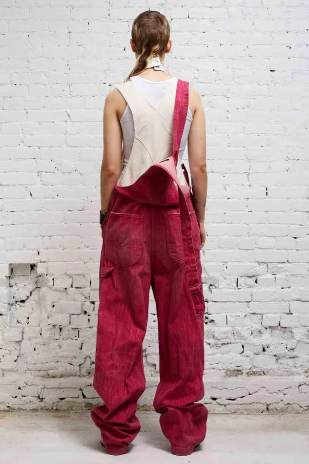 R13 Sale Women DOUBLE BIB DAMON OVERALL 8211 VINTAGE PINK