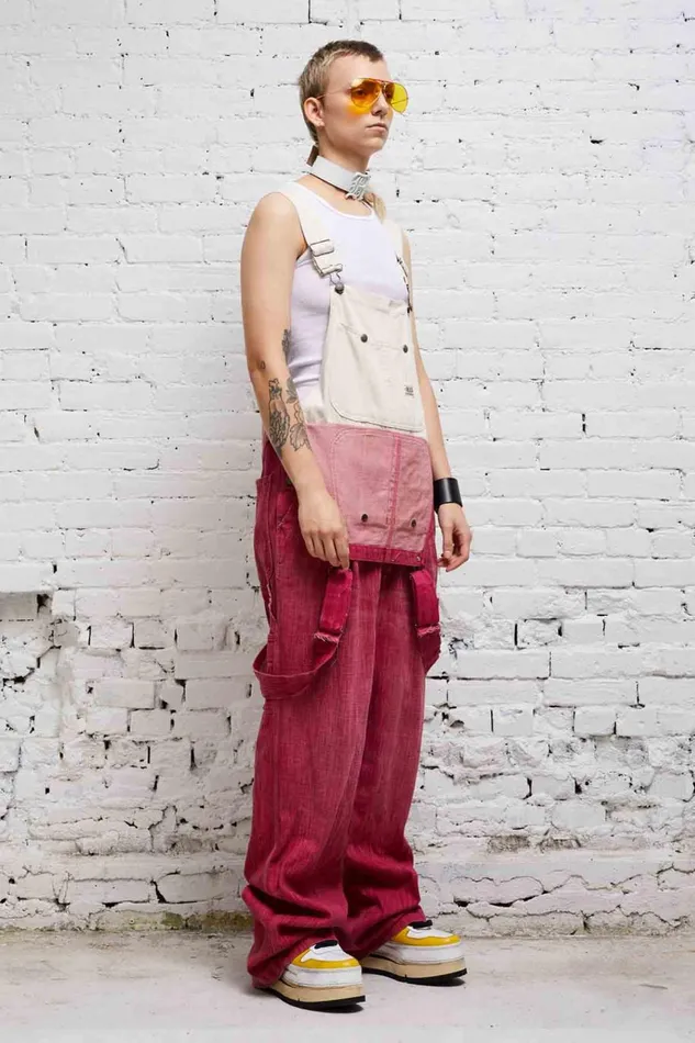 R13 Sale Women DOUBLE BIB DAMON OVERALL 8211 VINTAGE PINK