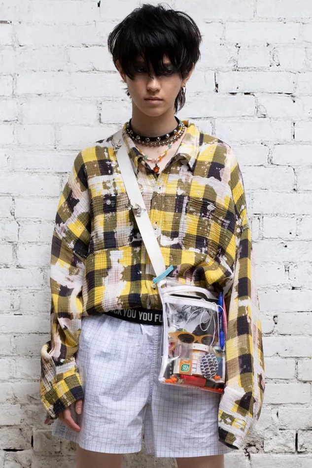 R13 Sale Women Gathered Hem Work Shirt 8211 Bleached Yellow Plaid