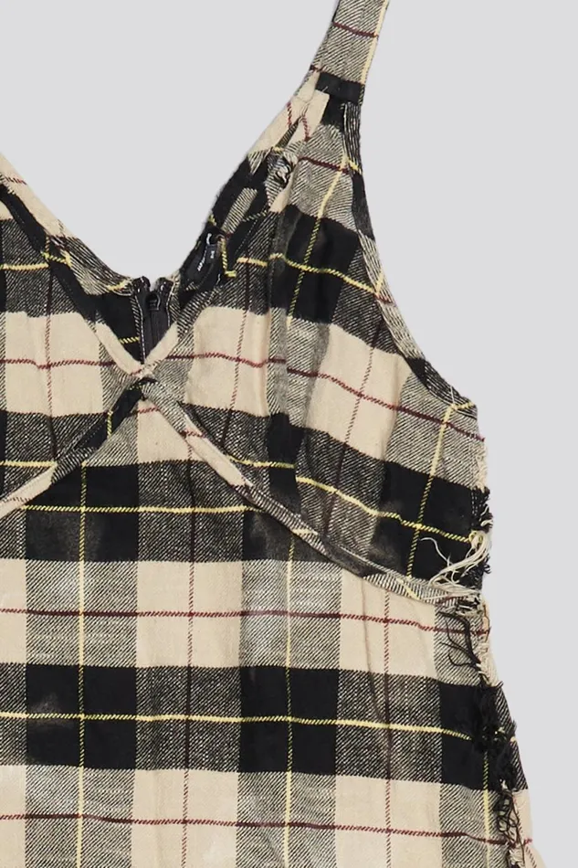 R13 Sale Women GRUNGE SLIP 8211 BLEACHED ECRU PLAID
