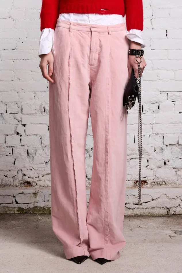 R13 Sale Women INVERTED TROUSER 8211 PINK VELVET