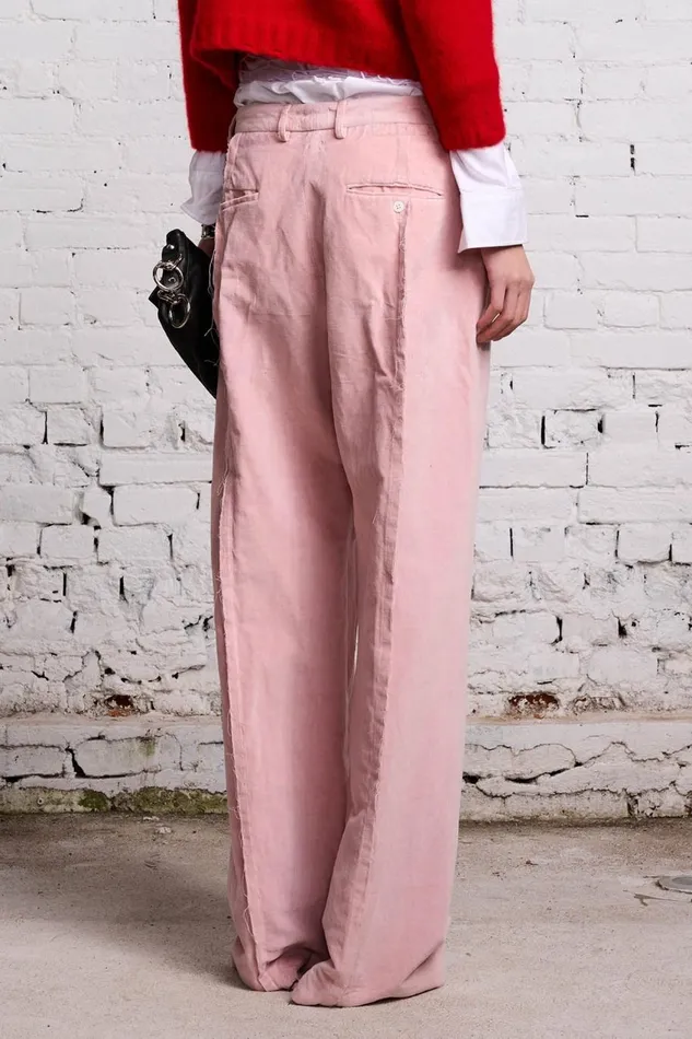 R13 Sale Women INVERTED TROUSER 8211 PINK VELVET