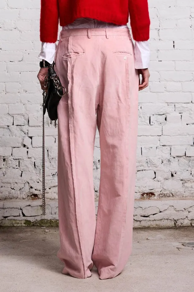 R13 Sale Women INVERTED TROUSER 8211 PINK VELVET