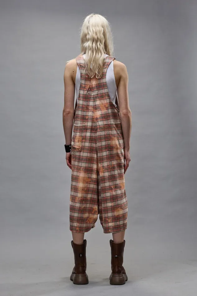 R13 Sale Women JUMBO OVERALL 8211 BLEACHED ORANGE PLAID