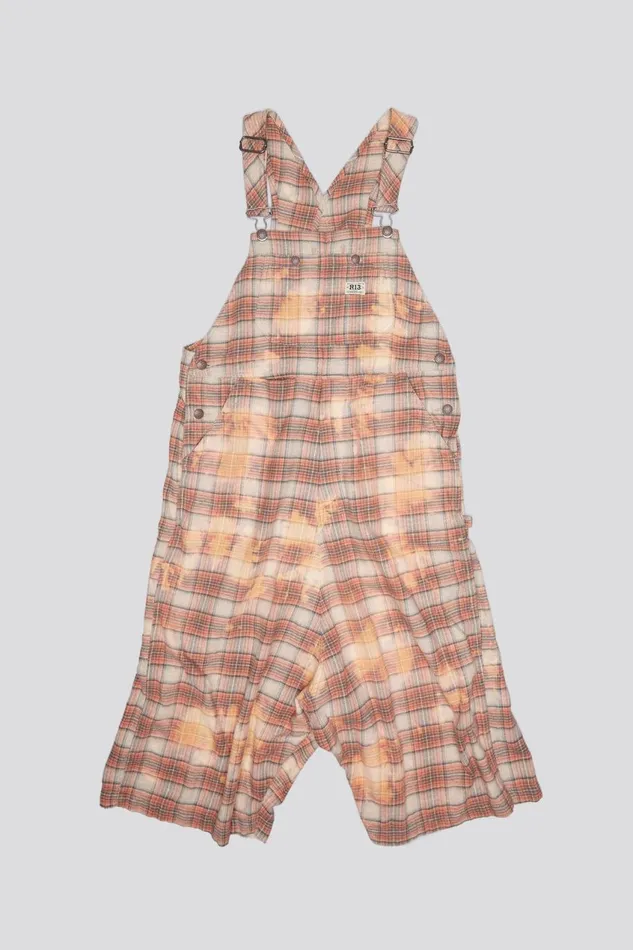 R13 Sale Women JUMBO OVERALL 8211 BLEACHED ORANGE PLAID