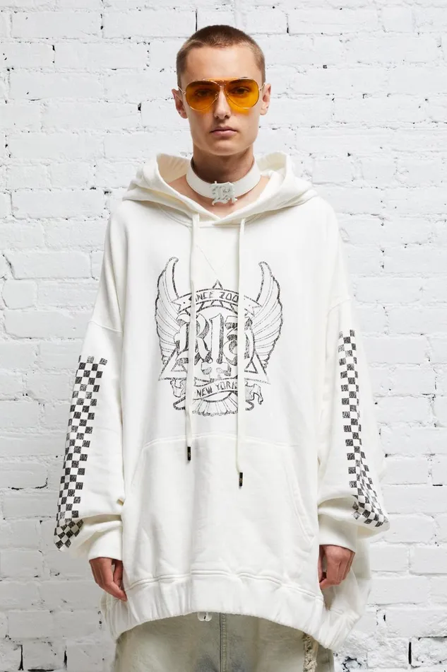R13 Sale Women JUMBO SKATE HOODIE 8211 WHITE