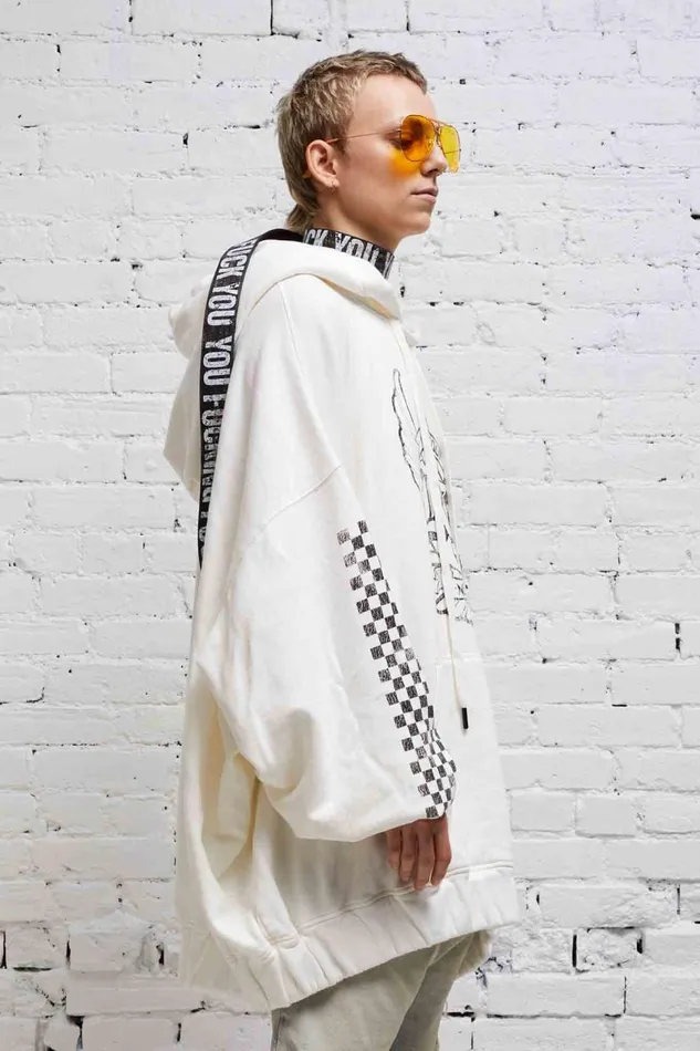 R13 Sale Women JUMBO SKATE HOODIE 8211 WHITE