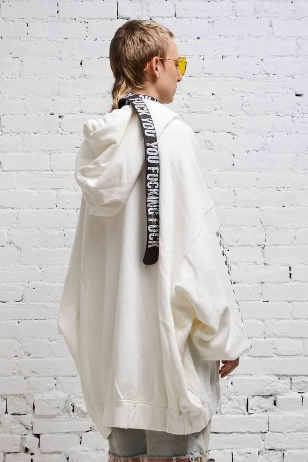 R13 Sale Women JUMBO SKATE HOODIE 8211 WHITE