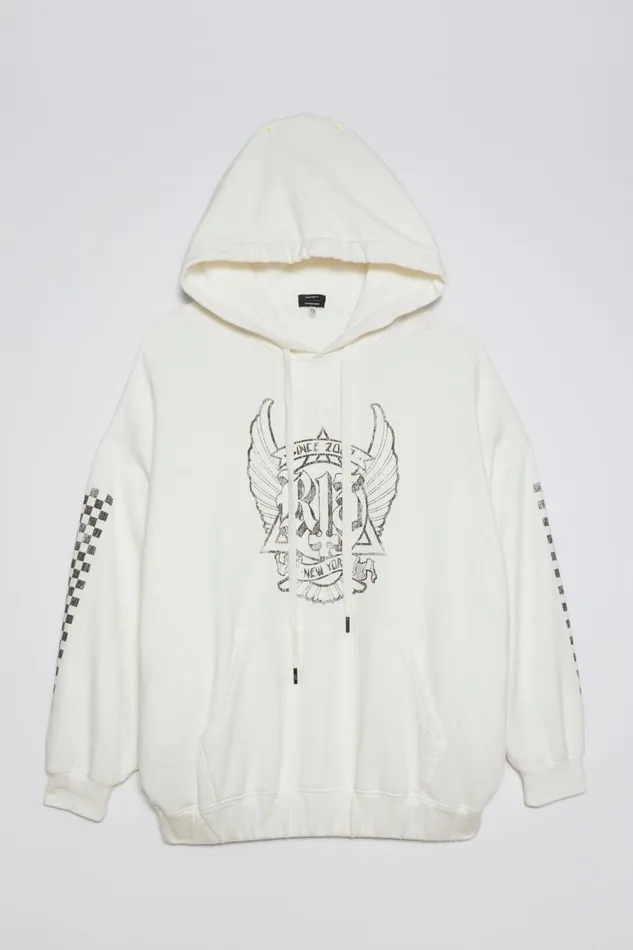 R13 Sale Women JUMBO SKATE HOODIE 8211 WHITE
