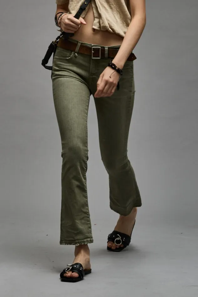 R13 Sale Women KICK FIT 8211 OLIVE GREEN STRETCH