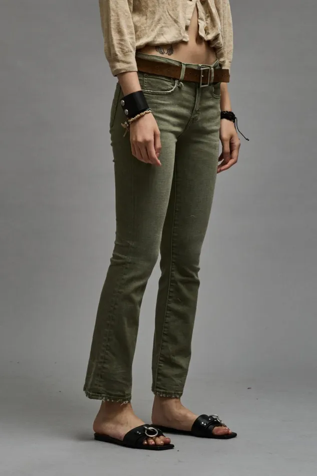R13 Sale Women KICK FIT 8211 OLIVE GREEN STRETCH