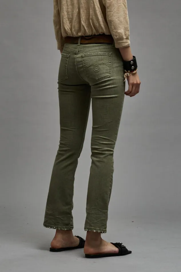 R13 Sale Women KICK FIT 8211 OLIVE GREEN STRETCH