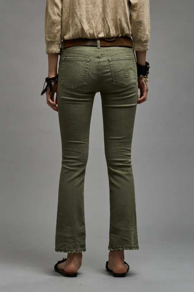 R13 Sale Women KICK FIT 8211 OLIVE GREEN STRETCH
