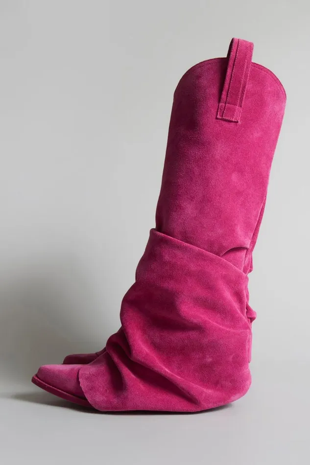 R13 Sale Women MID COWBOY BOOT 8211 PINK SUEDE