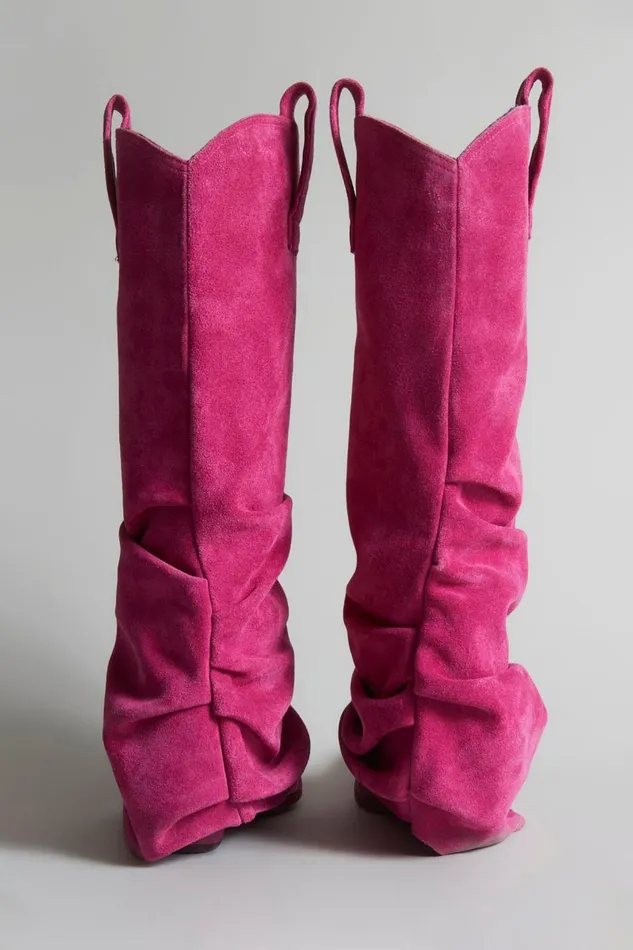 R13 Sale Women MID COWBOY BOOT 8211 PINK SUEDE