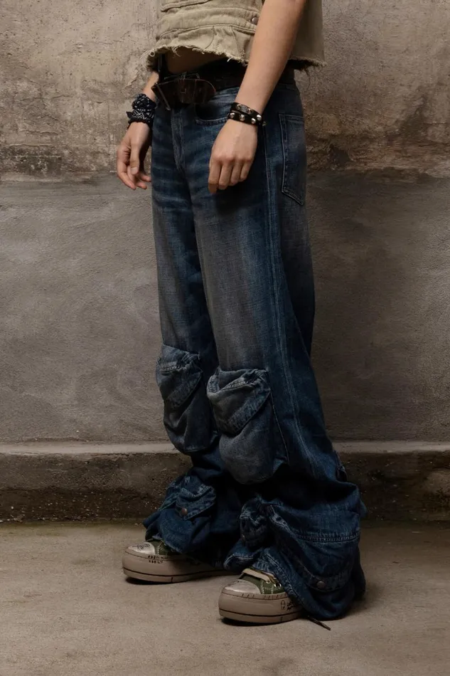 R13 Sale Women MULTIPOCKET UTILITY JEAN 8211 DANE INDIGO