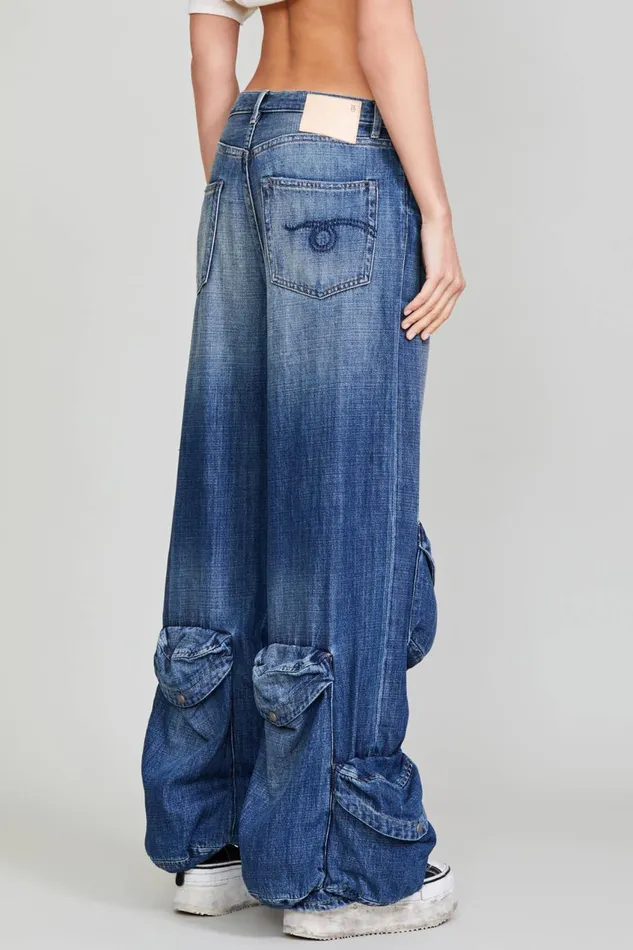 R13 Sale Women MULTIPOCKET UTILITY JEAN 8211 DANE INDIGO