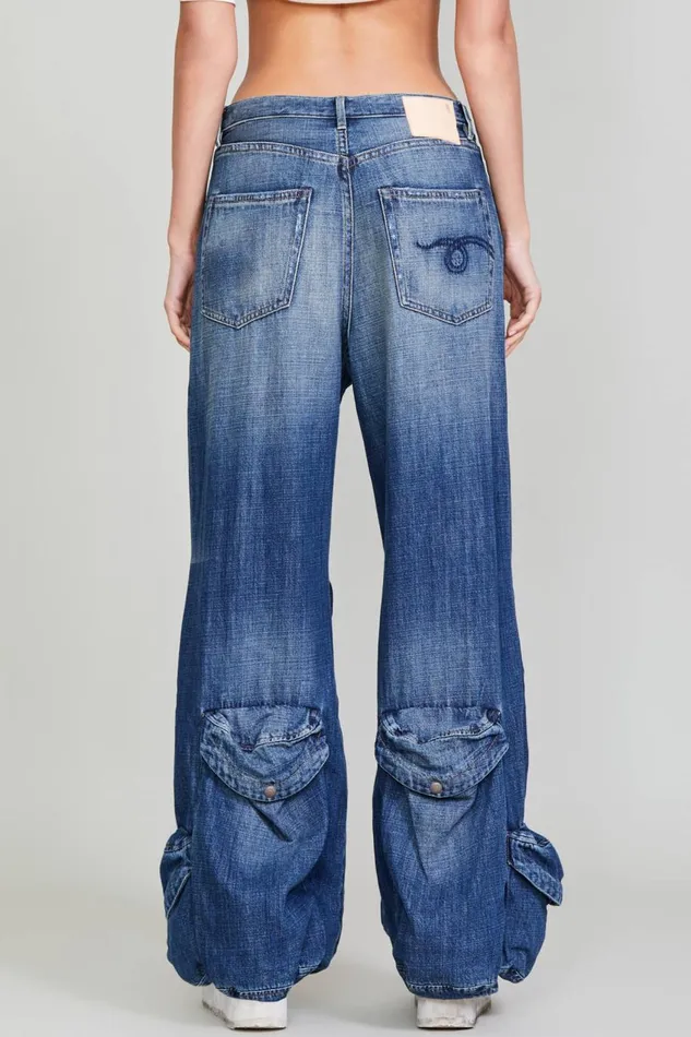 R13 Sale Women MULTIPOCKET UTILITY JEAN 8211 DANE INDIGO