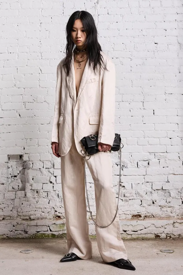 R13 Sale Women OVERSIZED RAGGED BLAZER 8211 OYSTER