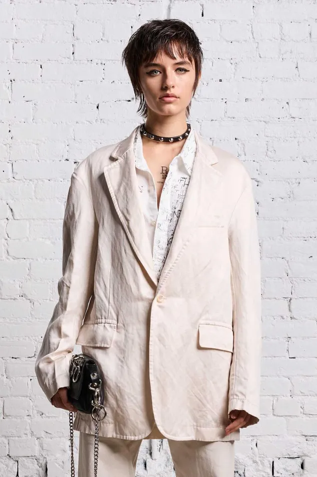 R13 Sale Women OVERSIZED RAGGED BLAZER 8211 OYSTER