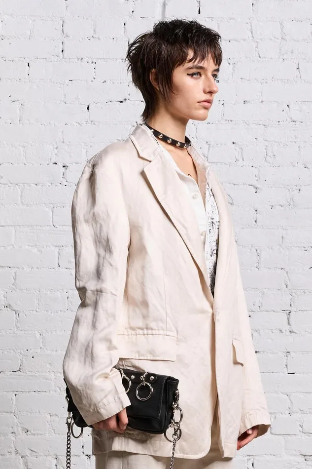 R13 Sale Women OVERSIZED RAGGED BLAZER 8211 OYSTER