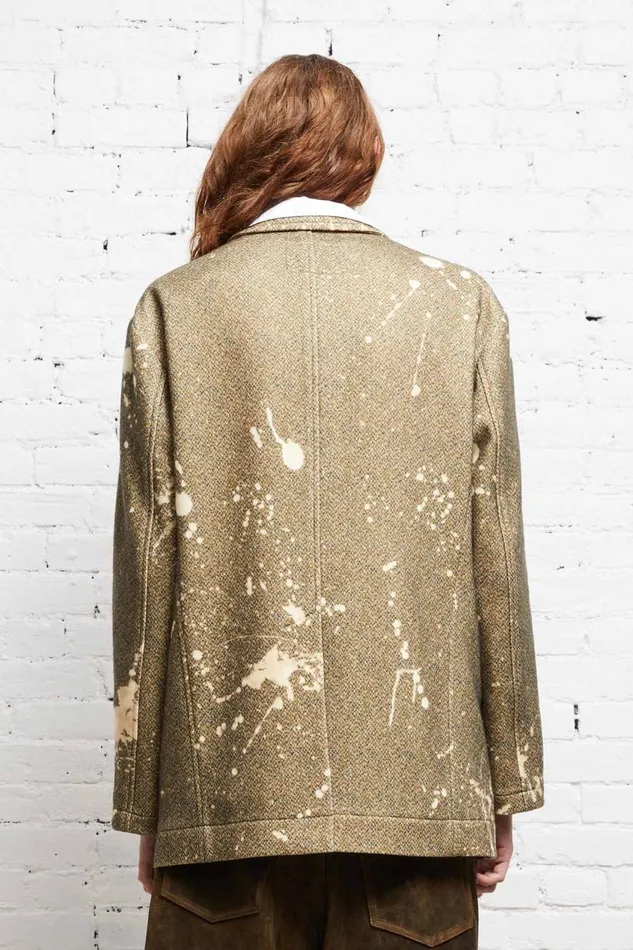 R13 Sale Women OVERSIZED RAGGED BLAZER 8211 TWEED PAINT SPLATTER