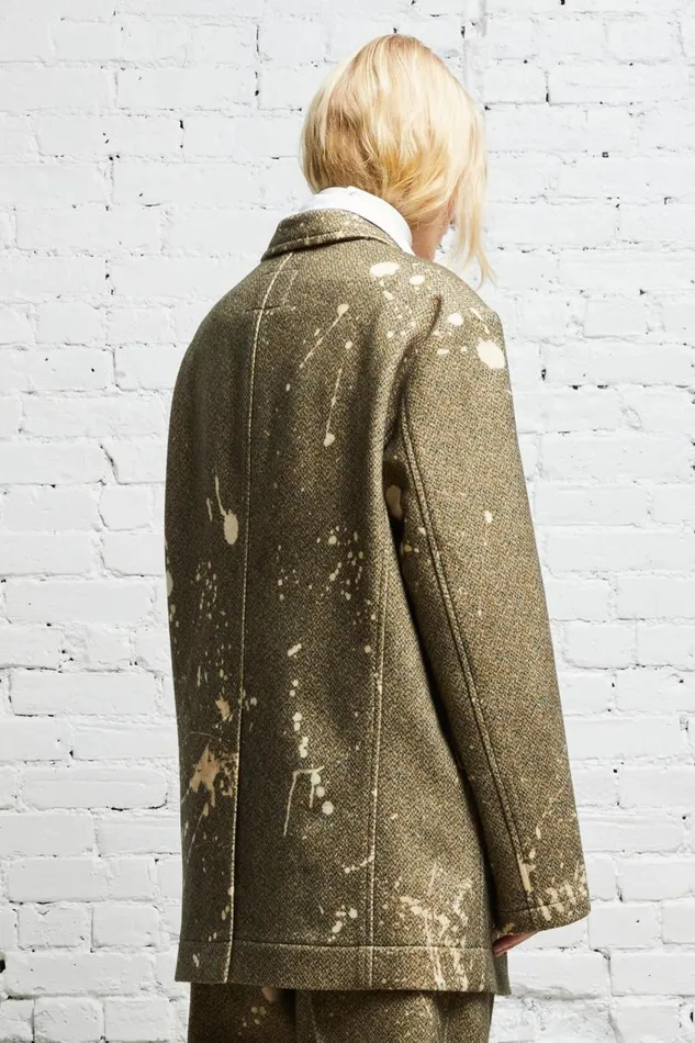 R13 Sale Women OVERSIZED RAGGED BLAZER 8211 TWEED PAINT SPLATTER