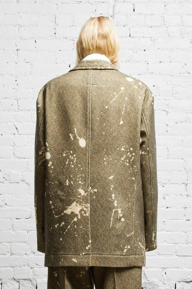 R13 Sale Women OVERSIZED RAGGED BLAZER 8211 TWEED PAINT SPLATTER