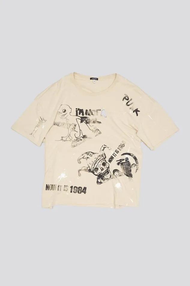 R13 Sale Women RELAXED STAMP TEE 8211 SPLATTERED KHAKI