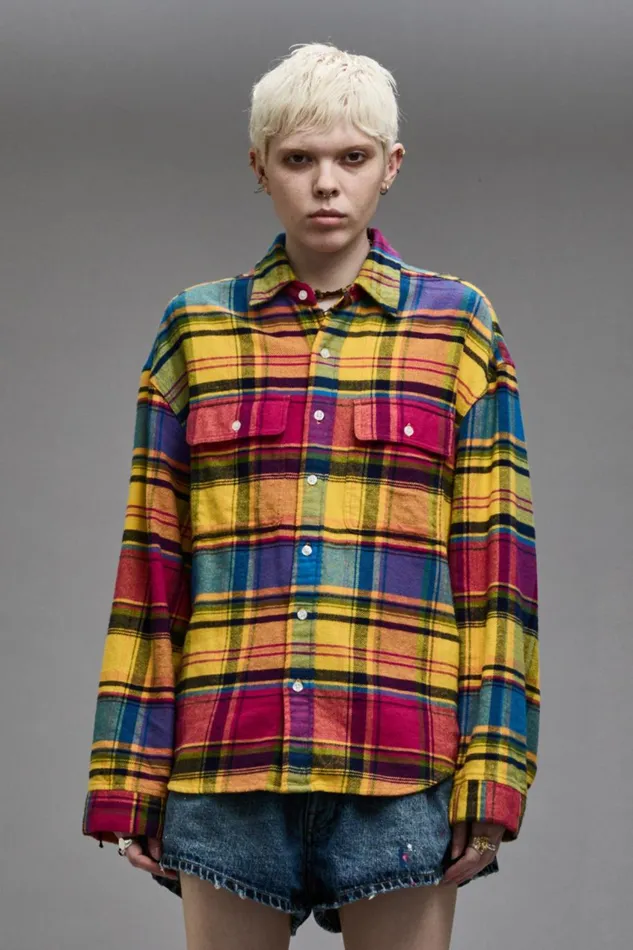 R13 Sale Women RELAXED WORKSHIRT 8211 RAINBOW PLAID
