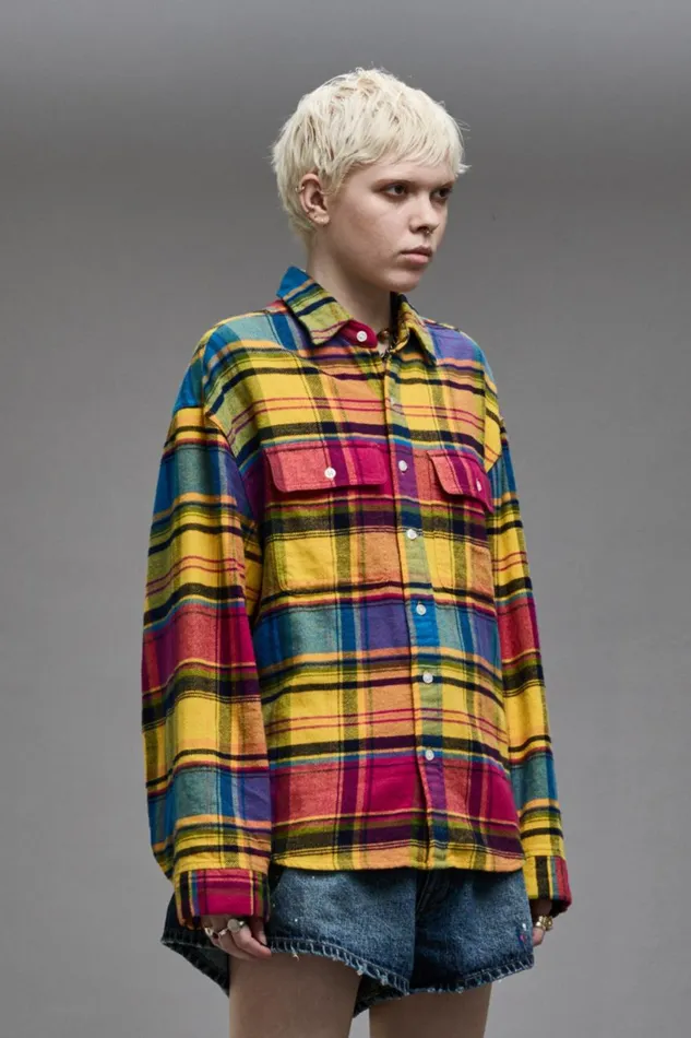 R13 Sale Women RELAXED WORKSHIRT 8211 RAINBOW PLAID