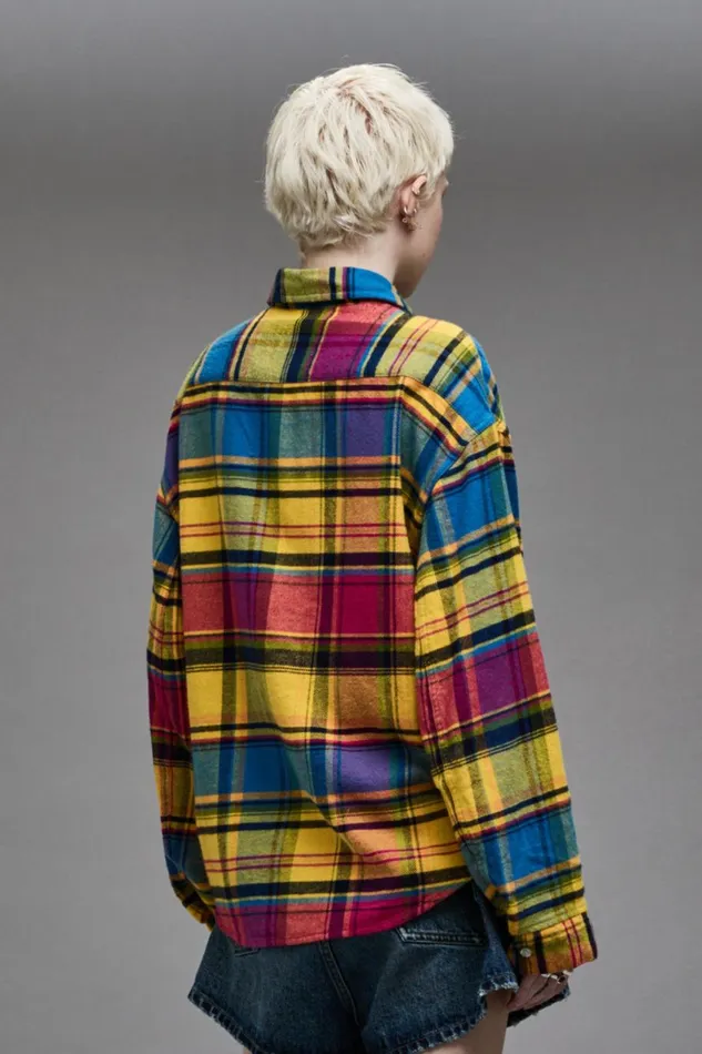 R13 Sale Women RELAXED WORKSHIRT 8211 RAINBOW PLAID