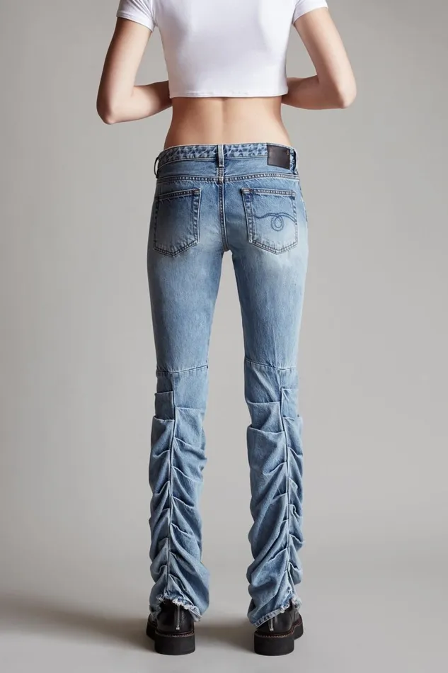 R13 Sale Women Shirring Boy Boot Haston Denim