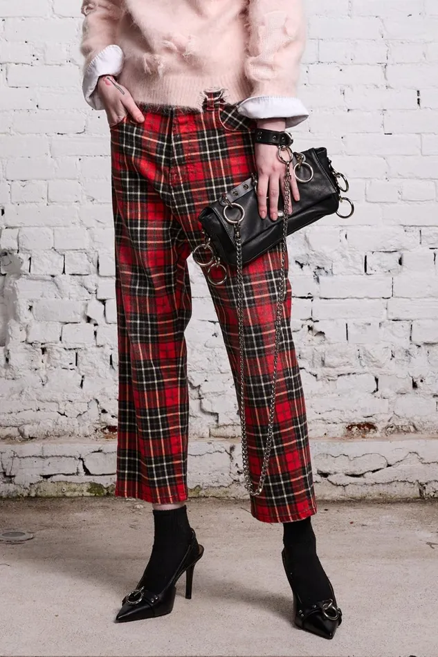 R13 Sale Women TAILORED DROP 8211 RED PLAID