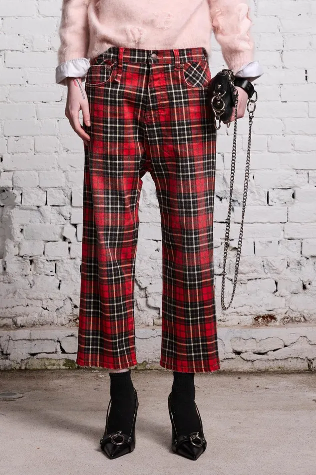 R13 Sale Women TAILORED DROP 8211 RED PLAID