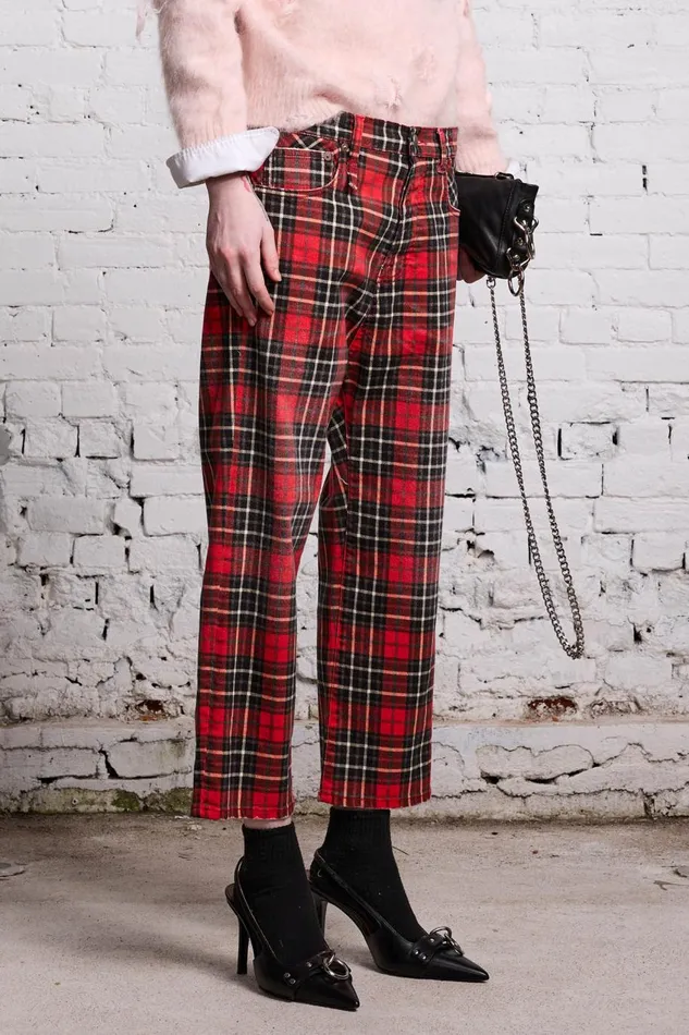 R13 Sale Women TAILORED DROP 8211 RED PLAID
