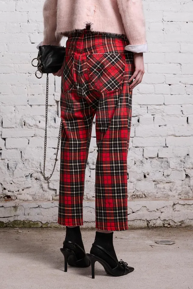 R13 Sale Women TAILORED DROP 8211 RED PLAID