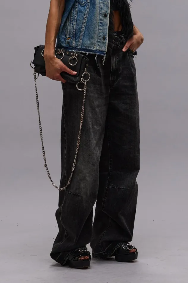 R13 Sale Women WAYNE ARTICULATED KNEE JEAN 8211 ALTON BLACK