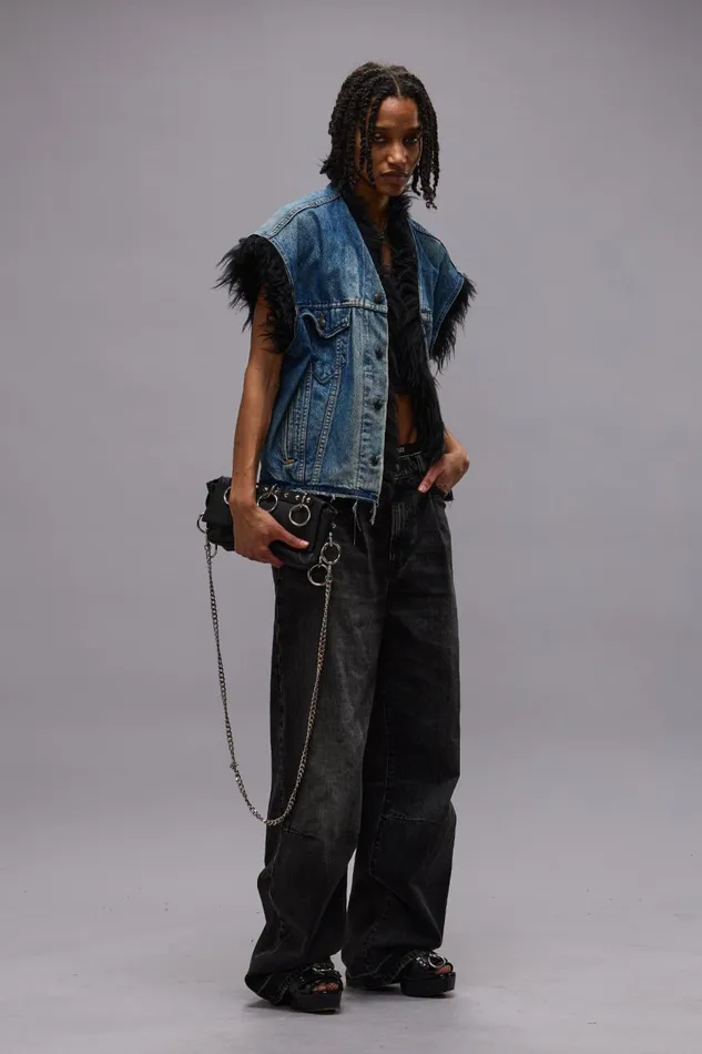 R13 Sale Women WAYNE ARTICULATED KNEE JEAN 8211 ALTON BLACK