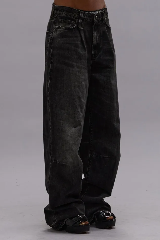 R13 Sale Women WAYNE ARTICULATED KNEE JEAN 8211 ALTON BLACK