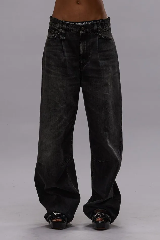 R13 Sale Women WAYNE ARTICULATED KNEE JEAN 8211 ALTON BLACK