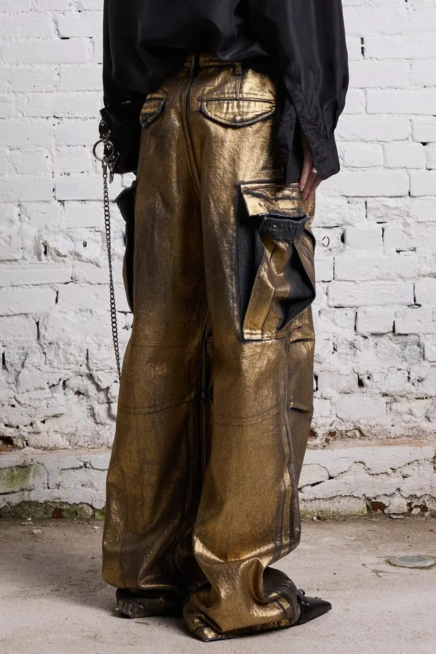 R13 Sale Women WIDE LEG CARGO 8211 VINTAGE GILDED BLACK