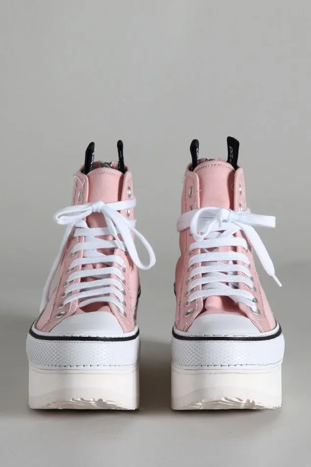R13 Sneakers Women Platform High Top Sneakers 8211 Pink Denim