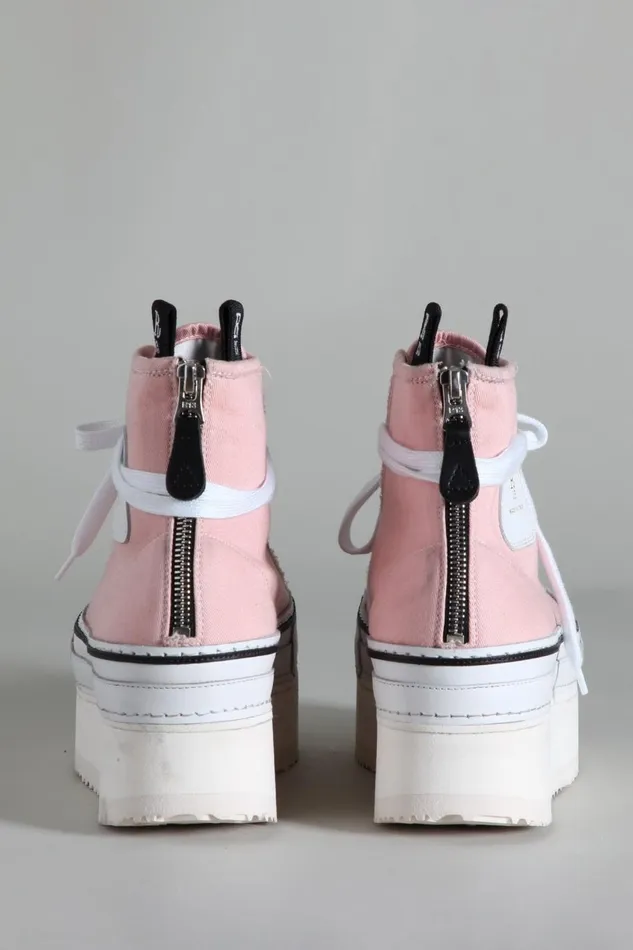R13 Sneakers Women Platform High Top Sneakers 8211 Pink Denim