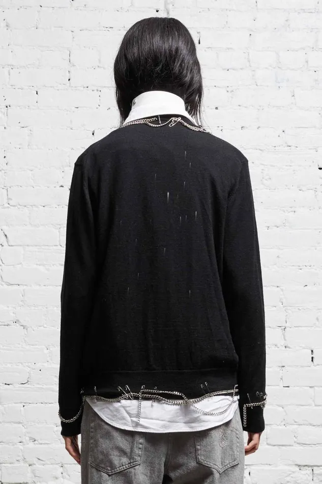 R13 Sweaters Women CHAIN EMBELLISHED CARDIGAN 8211 BLACK